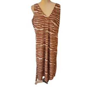 A New Day Women's Slip Midi Brown White Zebra Print Dress Size Small NWT